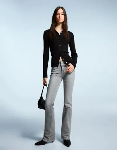 Bershka Bootcut Jeans With Flaps In Blue