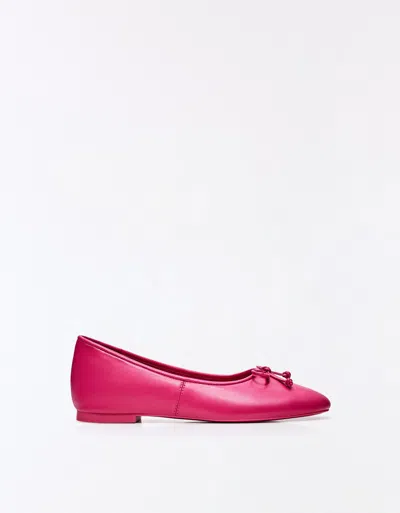 Bershka Bow Ballet Flat In Pink