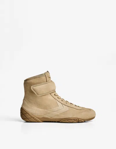 Bershka Boxing High-top Sneakers In Brown