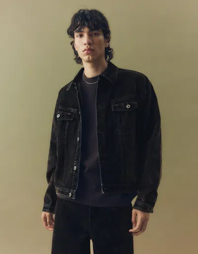 Bershka Boxy Fit Denim Jacket In Brown