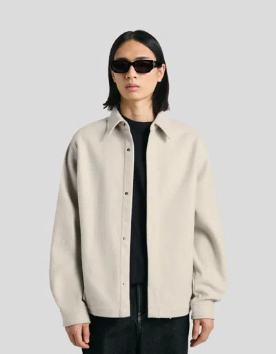 Bershka Boxy-fit Flannel Overshirt In Neutral