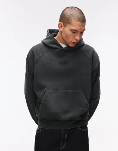 Bershka Boxy Fit Hooded Sweatshirt In Gray