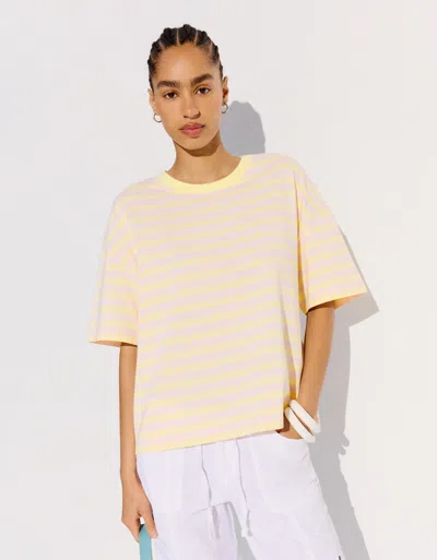 Bershka Boxy Fit Striped T-shirt In Yellow