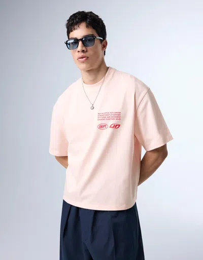 Bershka Boxy Fit T-shirt With Street Lettering In Pink