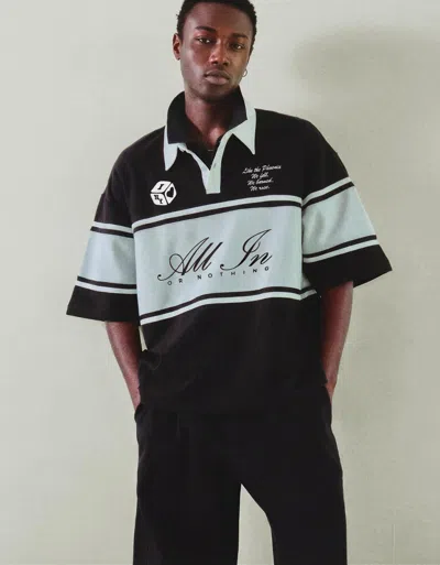 Bershka Boxy Short Sleeve Polo Shirt In Black