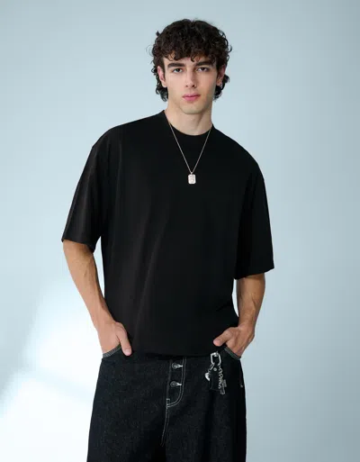 Bershka Boxy Short Sleeve T-shirt In Black