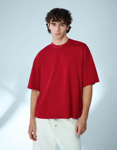 Bershka Boxy Short Sleeve T-shirt In Red