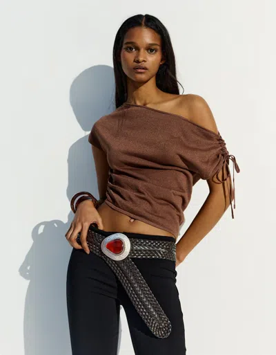 Bershka Braided Belt In Brown