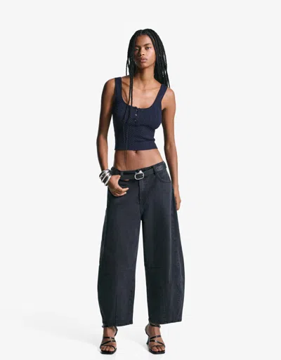 Bershka Braided Strappy Top In Blue