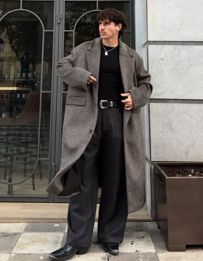 Bershka Brushed Effect Coat In Black