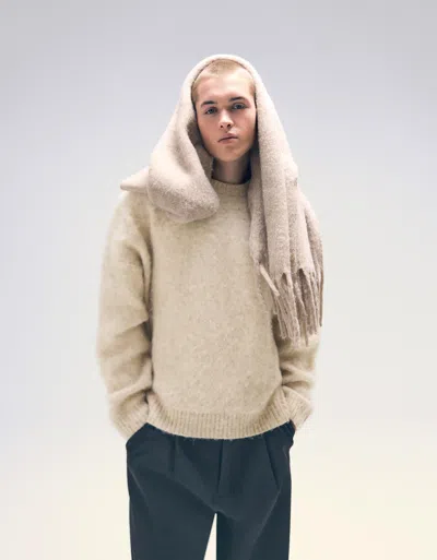 Bershka Brushed Effect Sweater In Gray