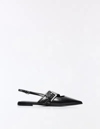 Bershka Buckled Slingback Ballet Flats In Multi