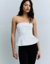 Bershka Bustier Top With Back Bow In White