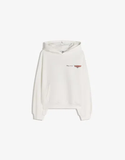 Bershka Cars Print Hooded Sweatshirt In White