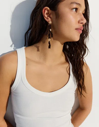 Bershka Cascade Charm Earrings In Black