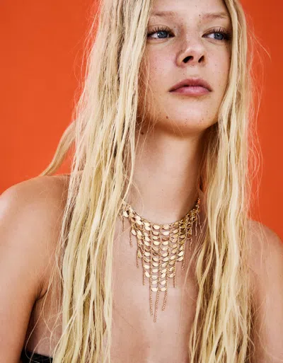 Bershka Cascade Mirror Necklace In Gold