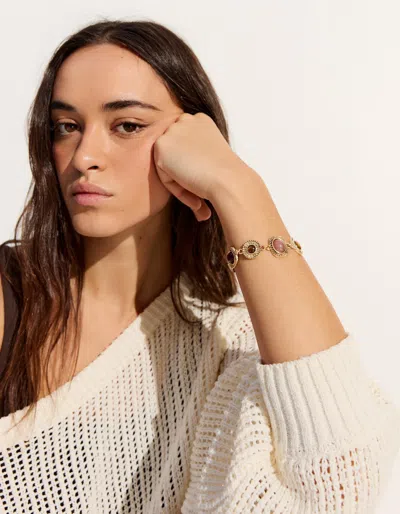 Bershka Chain Bracelet With Stones In Gold