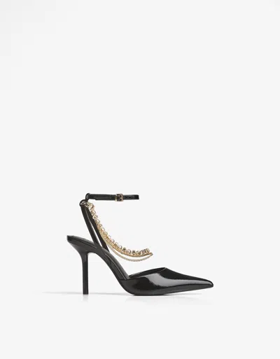 Bershka Chain Detail High-heel Shoe In Black