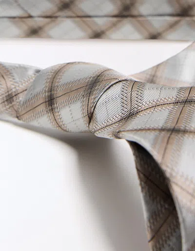 Bershka Checked Tie In Brown