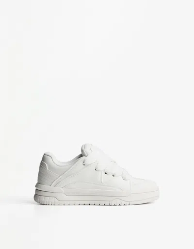 Bershka Chunky Skater Sneakers In White
