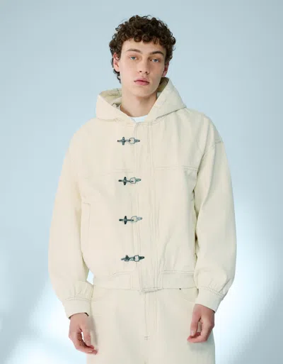 Bershka Clasp Fastener Bomber Jacket In Neutral