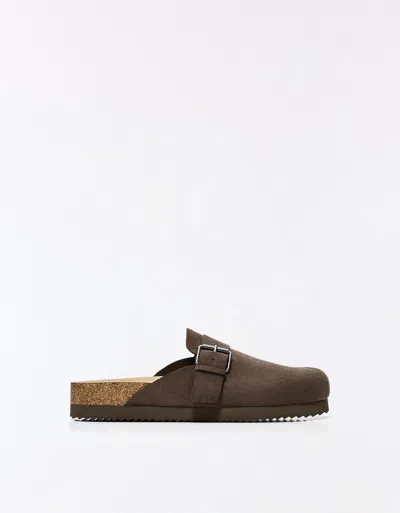 Bershka Clog With Buckle Detail In Brown