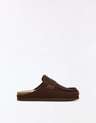 Bershka Clog With Mask Detail In Brown