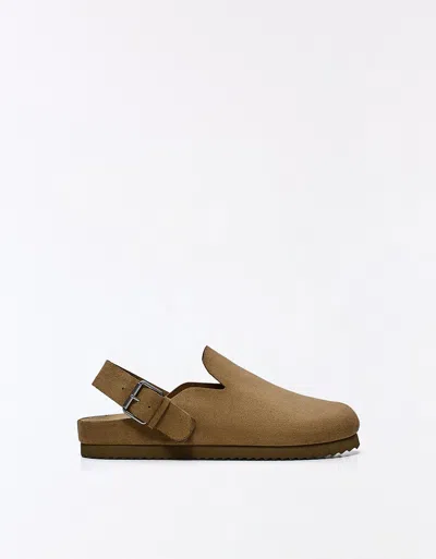 Bershka Clog With Strap Detail In Brown