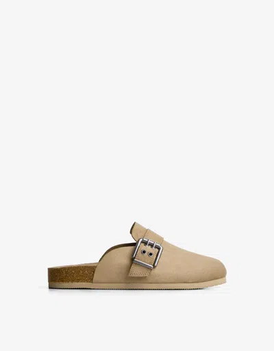 Bershka Clogs With Buckle Detail In Neutral