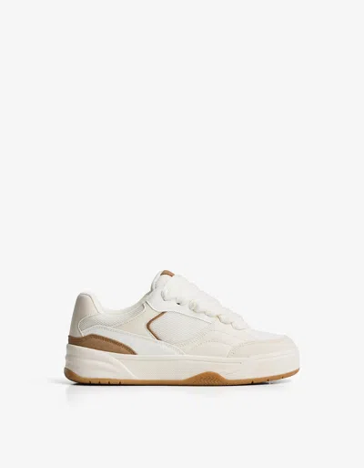 Bershka Contrast Chunky Sneakers In White