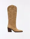 Bershka Cowboy Heel Boot With Studs In Brown