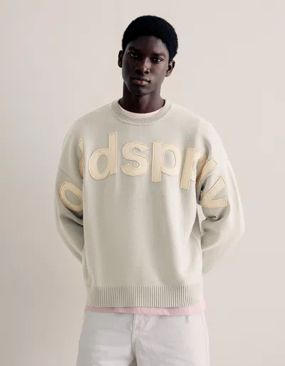 Bershka Crew Neck Sweater With Patch In Gray
