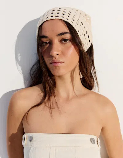 Bershka Crochet Fur Bandana In White