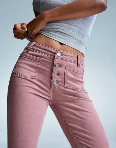 Bershka Cropped Flared Jeans In Pink