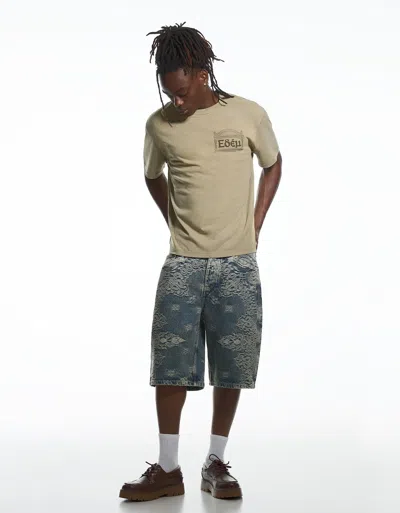 Bershka Denim Bermuda Shorts In Neutral