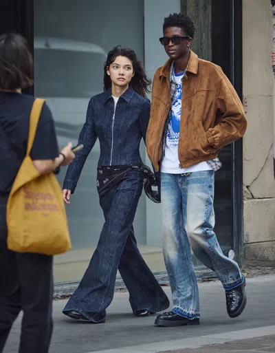 Bershka Denim Jacket With Zipper In Brown