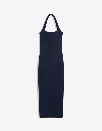 Bershka Denim Midi Dress In Blue