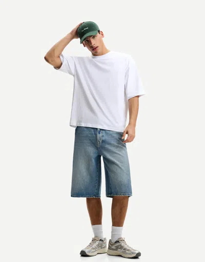 Bershka Denim Skater Bermuda Shorts In Blue
