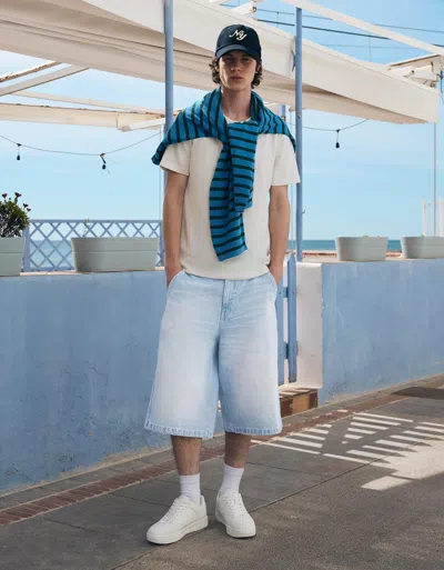 Bershka Denim Skater Bermuda Shorts In Blue