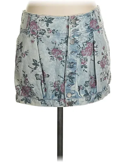 Pre-owned Bershka Denim Skirt In Blue