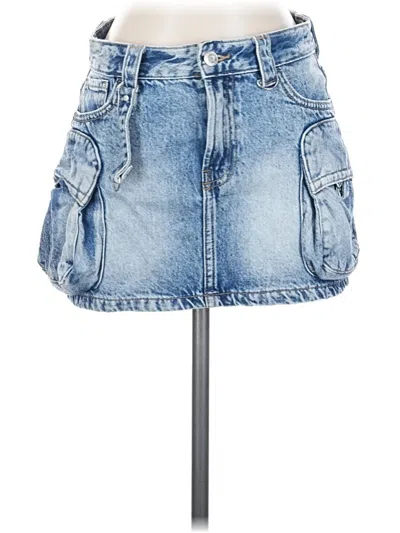 Pre-owned Bershka Denim Skirt In Blue