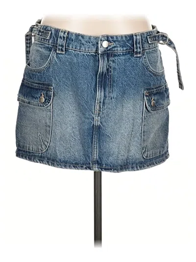 Pre-owned Bershka Denim Skirt In Blue