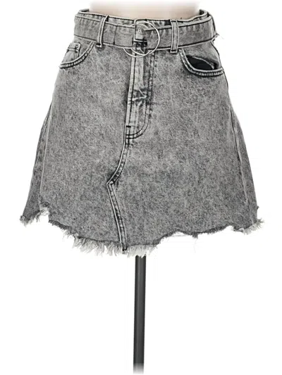 Pre-owned Bershka Denim Skirt In Gray