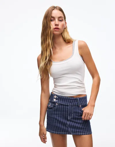 Bershka Denim Skorts In Blue