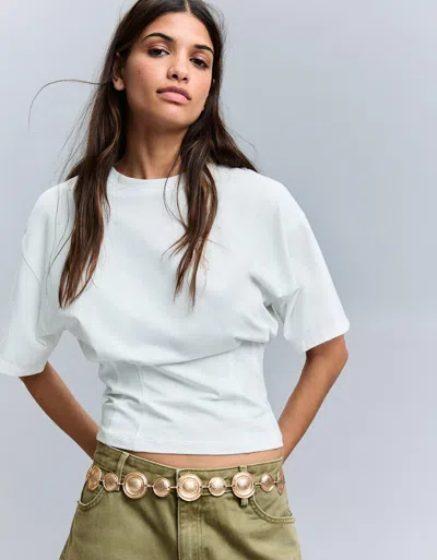 Bershka Disc Chain Belt In Gold