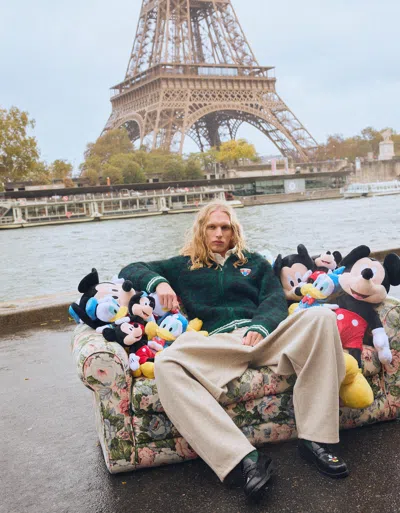 Bershka Disney Plaid Jacket In Green