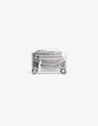 Bershka Distressed Card Holder In Silver