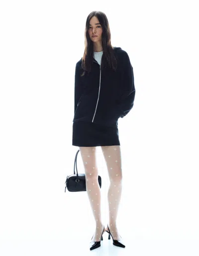 Bershka Dotted Mesh Tights In White