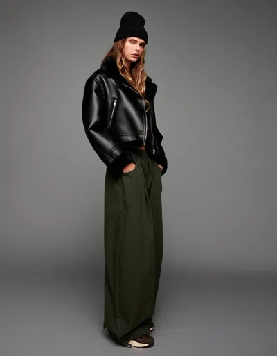 Bershka Double-sided Jacket In Black