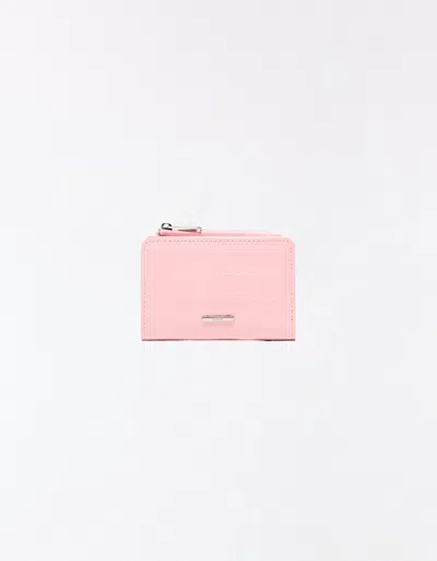 Bershka Embossed Faux-patent Finish Animal Print Purse In Pink